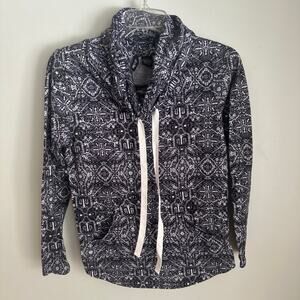 Ultra Flirt Women’s size small black/white Cowl Neck Drawstring Sweater